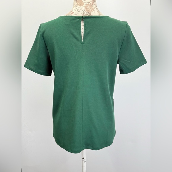 ANN TAYLOR Hunter green ruffle front short sleeve top size S - Picture 4 of 12